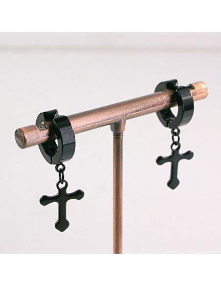 Fake kolczyki nausznica ze stali chirurgicznej Klips Unisex CZARNY