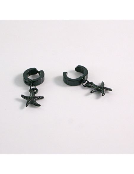 Fake kolczyki nausznica ze stali chirurgicznej Klips Unisex CZARNY