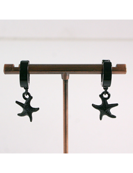 Fake kolczyki nausznica ze stali chirurgicznej Klips Unisex CZARNY