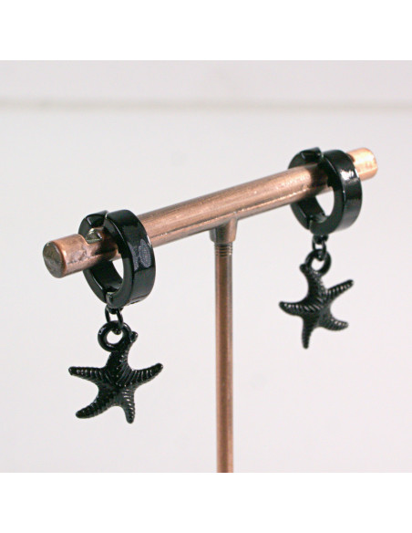 Fake kolczyki nausznica ze stali chirurgicznej Klips Unisex CZARNY