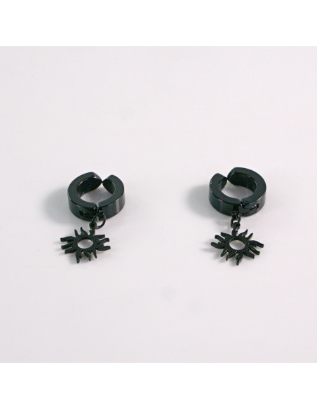 Fake kolczyki nausznica ze stali chirurgicznej Klips Unisex CZARNY