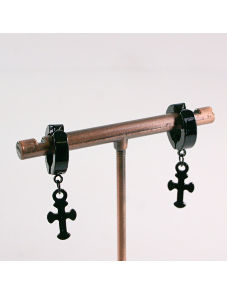 Fake kolczyki nausznica ze stali chirurgicznej Klips Unisex CZARNY