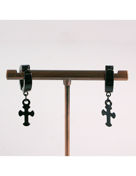 Fake kolczyki nausznica ze stali chirurgicznej Klips Unisex CZARNY