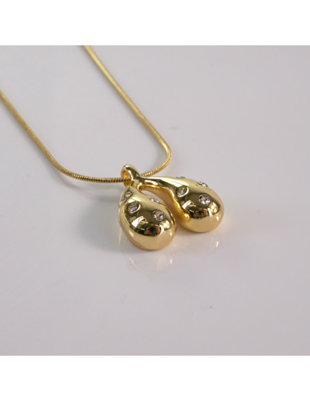 Naszyjnik ze stali chirurgicznej złoty dwie kropelki Lolita Akcesoria