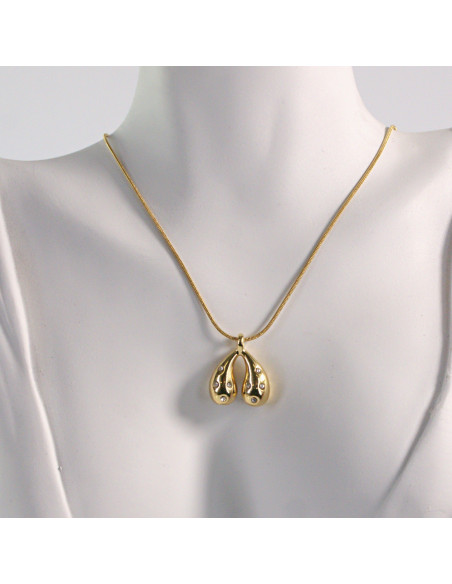 Naszyjnik ze stali chirurgicznej złoty dwie kropelki Lolita Akcesoria