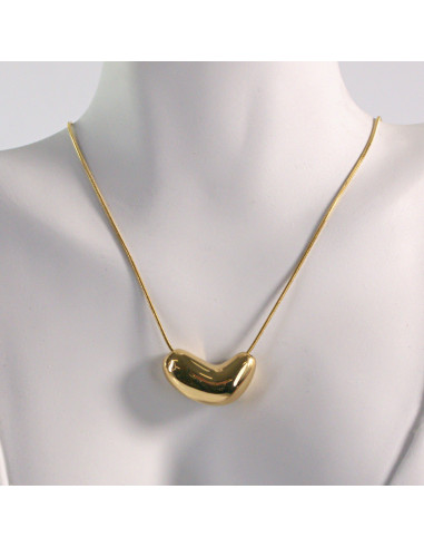 Naszyjnik ze stali chirurgicznej złoty fasolka...