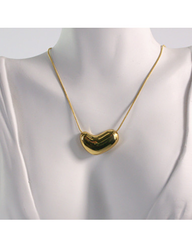 Naszyjnik ze stali chirurgicznej złoty fasolka...