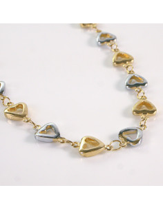 Naszyjnik ze stali chirurgicznej srebrno złote serduszka...