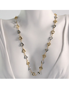 Naszyjnik ze stali chirurgicznej srebrno złote serduszka... 2