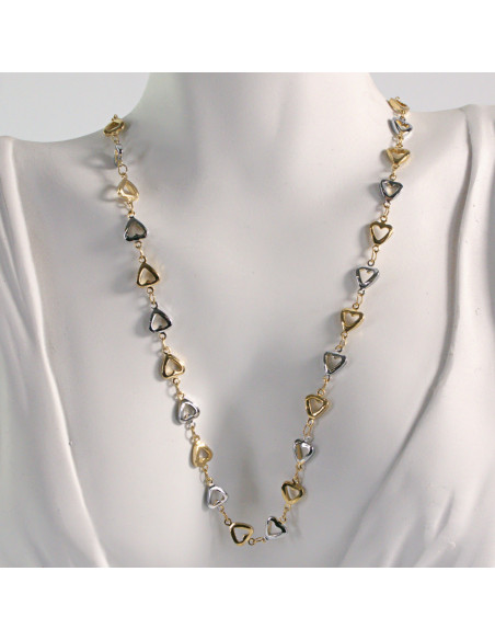 Naszyjnik ze stali chirurgicznej srebrno złote serduszka Lolita Akcesoria