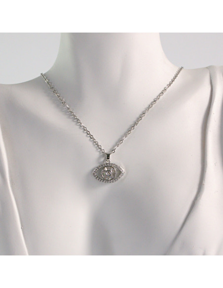 Naszyjnik ze stali chirurgicznej srebrne oko Lolita Akcesoria