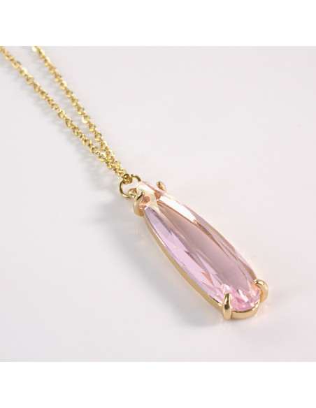 Naszyjnik ze stali chirurgicznej kryształ RÓŻOWY Lolita Akcesoria