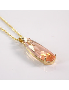 Naszyjnik ze stali chirurgicznej kryształ POMARAŃCZOWY...