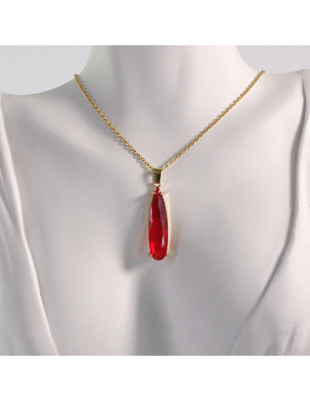 Naszyjnik ze stali chirurgicznej kryształ CZERWONY Lolita Akcesoria