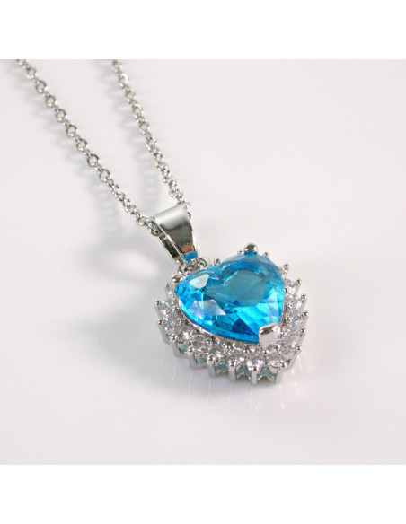 Naszyjnik ze stali chirurgicznej srebrny serce NIEBIESKIE Lolita Akcesoria