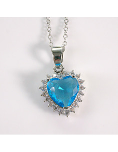 Naszyjnik ze stali chirurgicznej srebrny serce NIEBIESKIE... 2