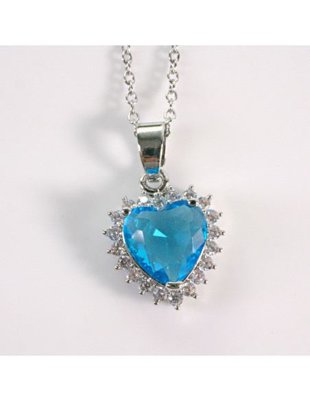 Naszyjnik ze stali chirurgicznej srebrny serce NIEBIESKIE Lolita Akcesoria