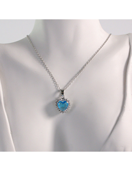 Naszyjnik ze stali chirurgicznej srebrny serce NIEBIESKIE Lolita Akcesoria