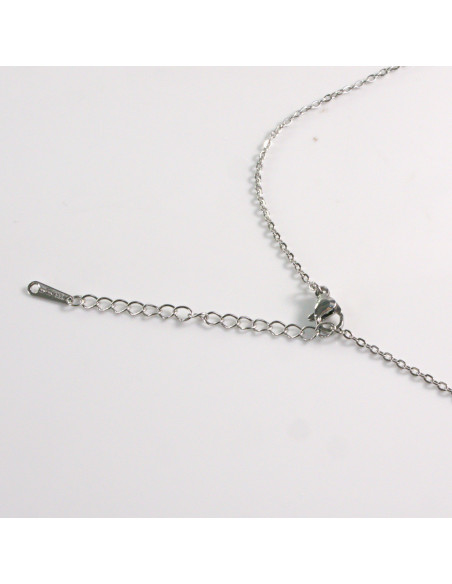 Naszyjnik ze stali chirurgicznej srebrny owalny niebieski Lolita Akcesoria