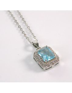 Naszyjnik ze stali chirurgicznej srebrny klasyk błękitny...