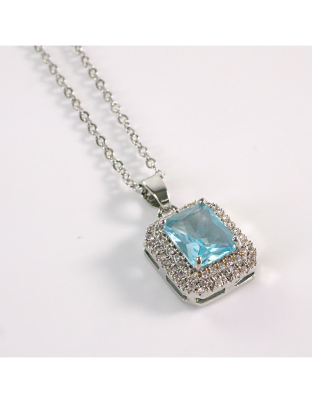 Naszyjnik ze stali chirurgicznej srebrny klasyk błękitny Lolita Akcesoria