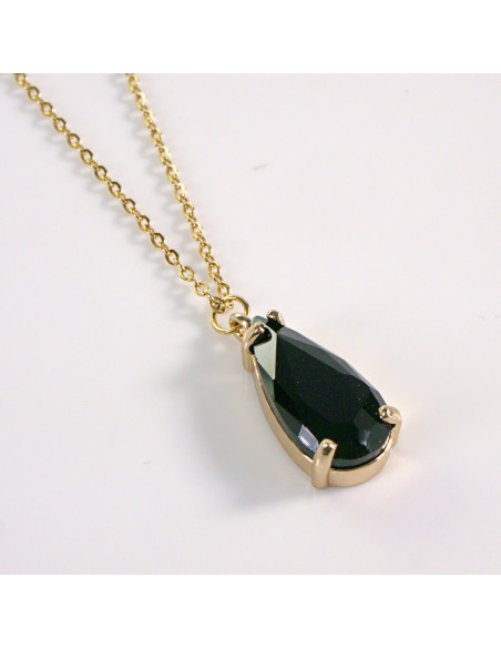 Naszyjnik ze stali chirurgicznej złoty kamień czarny Lolita Akcesoria