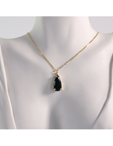 Naszyjnik ze stali chirurgicznej złoty kamień...