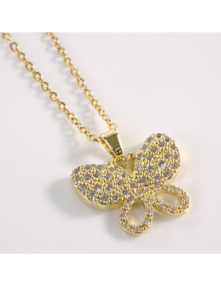 Naszyjnik ze stali chirurgicznej złoty motyl cyrkonia Lolita Akcesoria