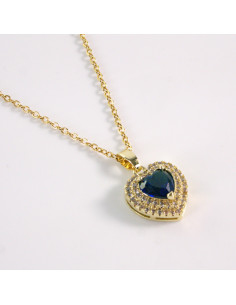 Naszyjnik ze stali chirurgicznej złoty serce granatowe...