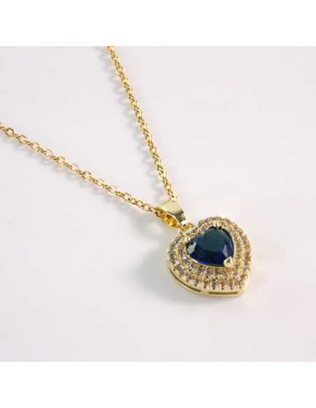 Naszyjnik ze stali chirurgicznej złoty serce granatowe Lolita Akcesoria