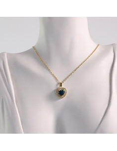 Naszyjnik ze stali chirurgicznej złoty serce granatowe... 2