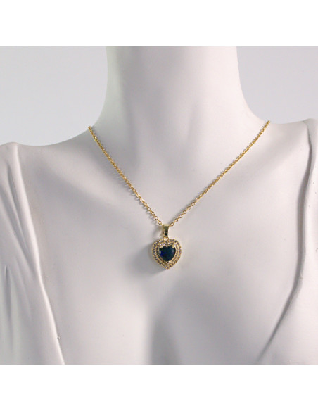 Naszyjnik ze stali chirurgicznej złoty serce granatowe Lolita Akcesoria