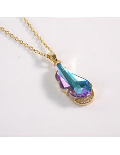 Naszyjnik ze stali chirurgicznej złoty skrzydło niebieski...