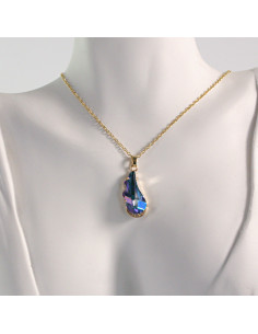 Naszyjnik ze stali chirurgicznej złoty skrzydło niebieski... 2