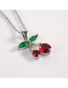 Naszyjnik ze stali chirurgicznej srebrny wisienki Lolita...