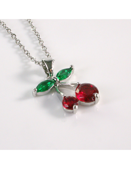 Naszyjnik ze stali chirurgicznej srebrny wisienki Lolita Akcesoria