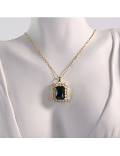 Naszyjnik ze stali chirurgicznej złoty czarny kamień... 2