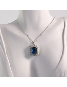 Naszyjnik ze stali chirurgicznej srebrny niebieski kamień... 2