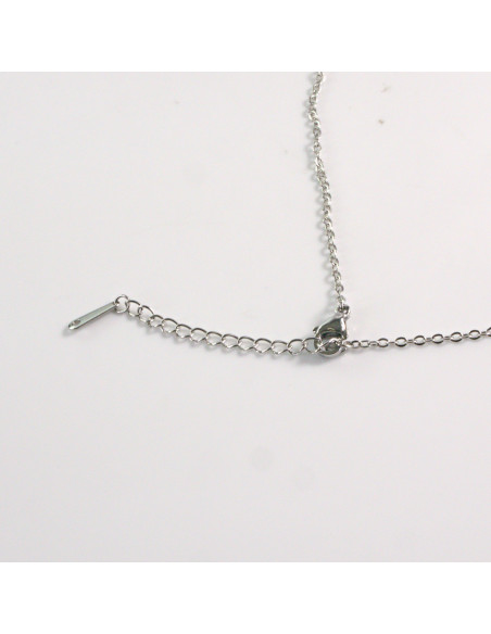 Naszyjnik ze stali chirurgicznej srebrny zielony kamień Lolita Akcesoria