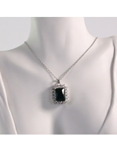 Naszyjnik ze stali chirurgicznej srebrny czarny kamień... 2