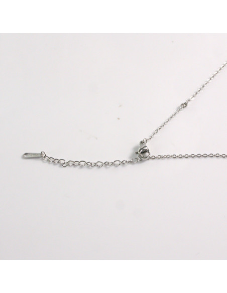 Naszyjnik ze stali chirurgicznej srebrny czarny kamień Lolita Akcesoria