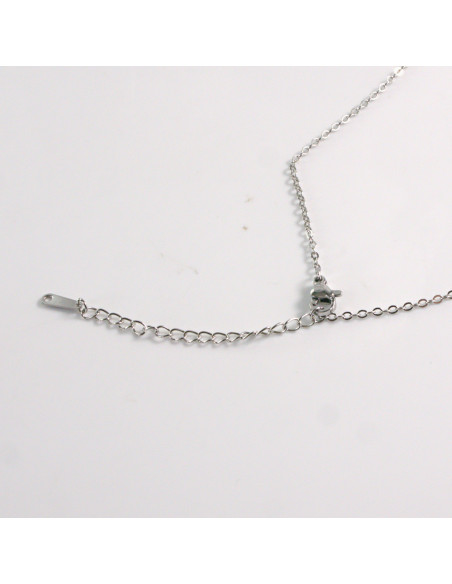 Naszyjnik ze stali chirurgicznej srebrny różowy kamień Lolita Akcesoria