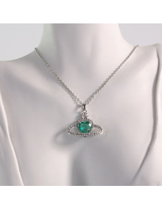 Naszyjnik ze stali chirurgicznej srebrny zielone serce... 2