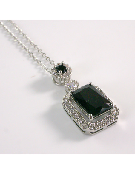 Naszyjnik ze stali chirurgicznej srebrny KLASYK CZARNY Lolita Akcesoria