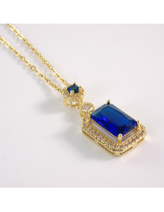 Naszyjnik ze stali chirurgicznej złoty KLASYK NIEBIESKI...