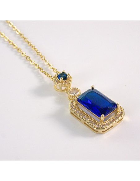 Naszyjnik ze stali chirurgicznej złoty KLASYK NIEBIESKI Lolita Akcesoria