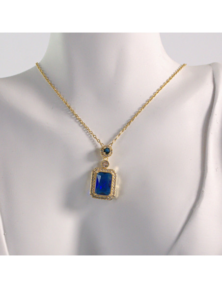 Naszyjnik ze stali chirurgicznej złoty KLASYK NIEBIESKI Lolita Akcesoria
