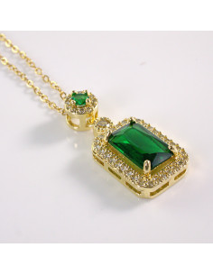 Naszyjnik ze stali chirurgicznej złoty KLASYK ZIELONY...