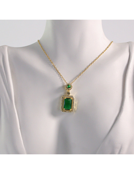 Naszyjnik ze stali chirurgicznej złoty KLASYK ZIELONY Lolita Akcesoria