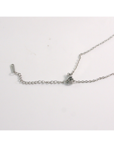 Naszyjnik ze stali chirurgicznej srebrny ZIELONY KWADRAT Lolita Akcesoria